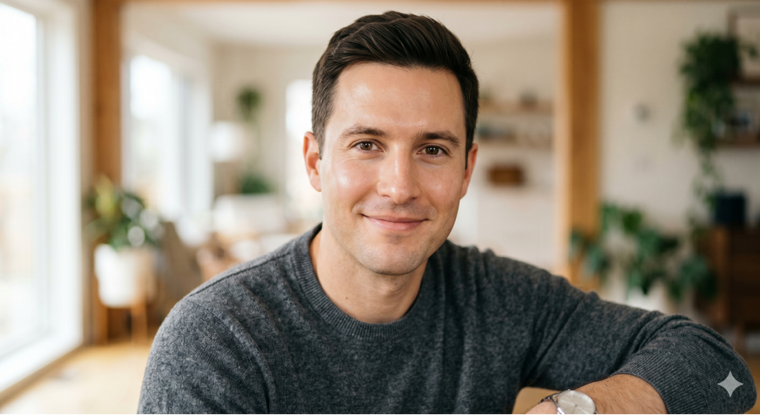 Smiling man with a radiant skin