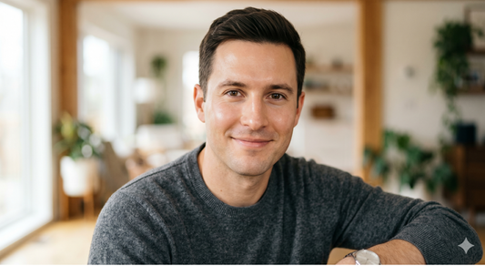Smiling man with a radiant skin