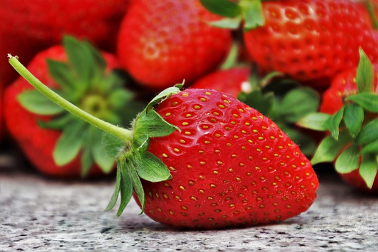 fresh strawberries.